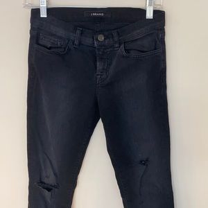 Black distressed J Brand jeans